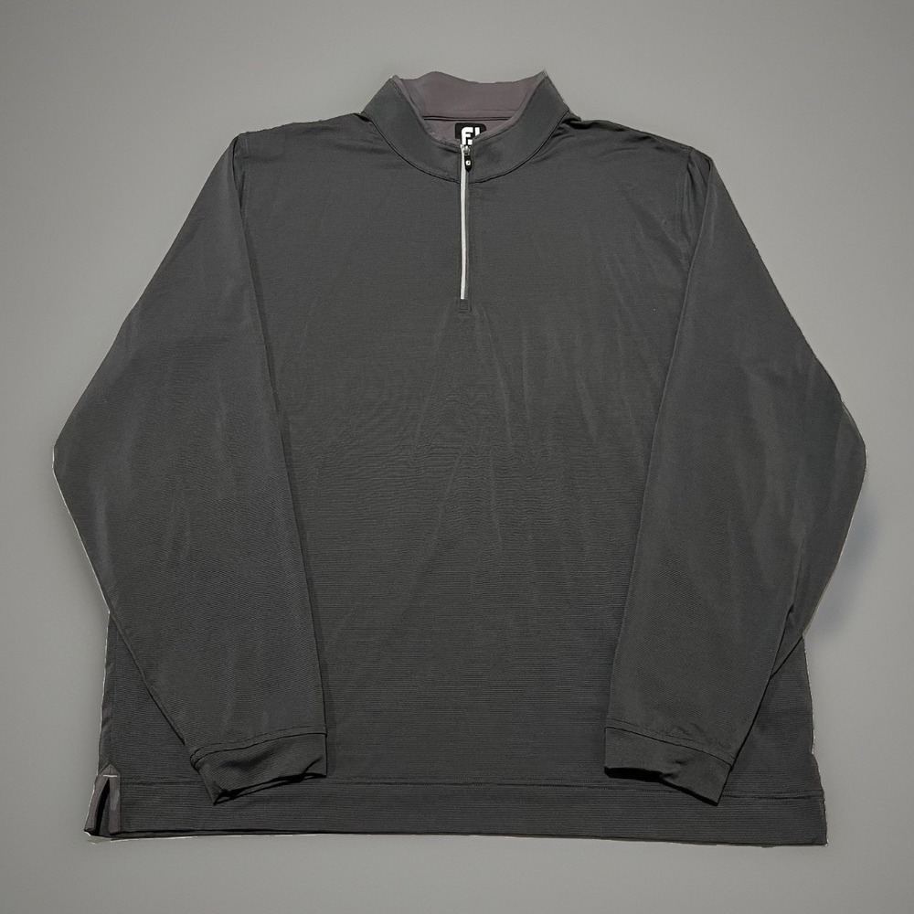 FootJoy Mens Charcoal Gray Mock 1/4-Zip Athletic Stretch Golf Pullover Size 2XL